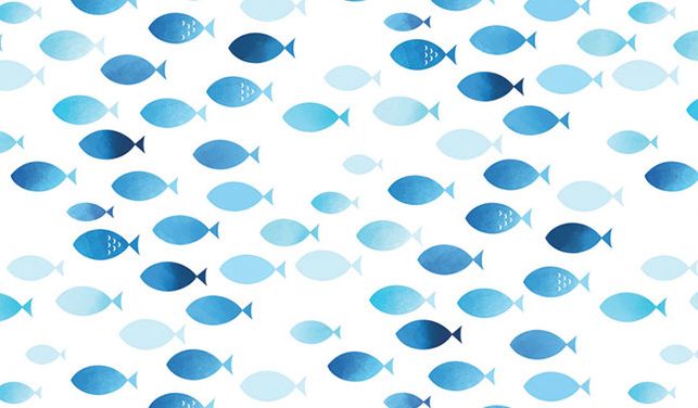 ついに 爽やかなブルーのお魚デザインの壁紙シールを見つけました